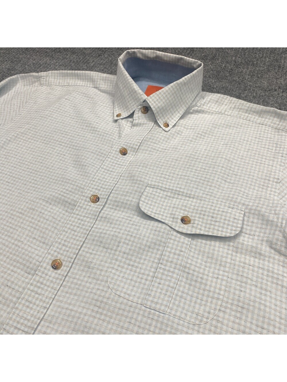 Martin Dingman Button Down Shirt Mens Medium Gray Blue Gingham Plaid Countrywear